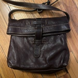 Frye brand cross body bag, brown leather